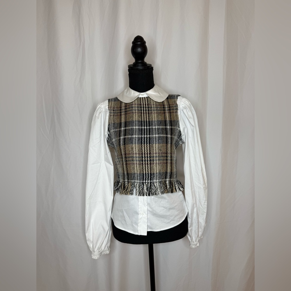NWOT Zara Plaid Long Sleeve Women's Top